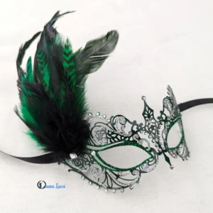 Dream Forest black and green metal masquerade mask